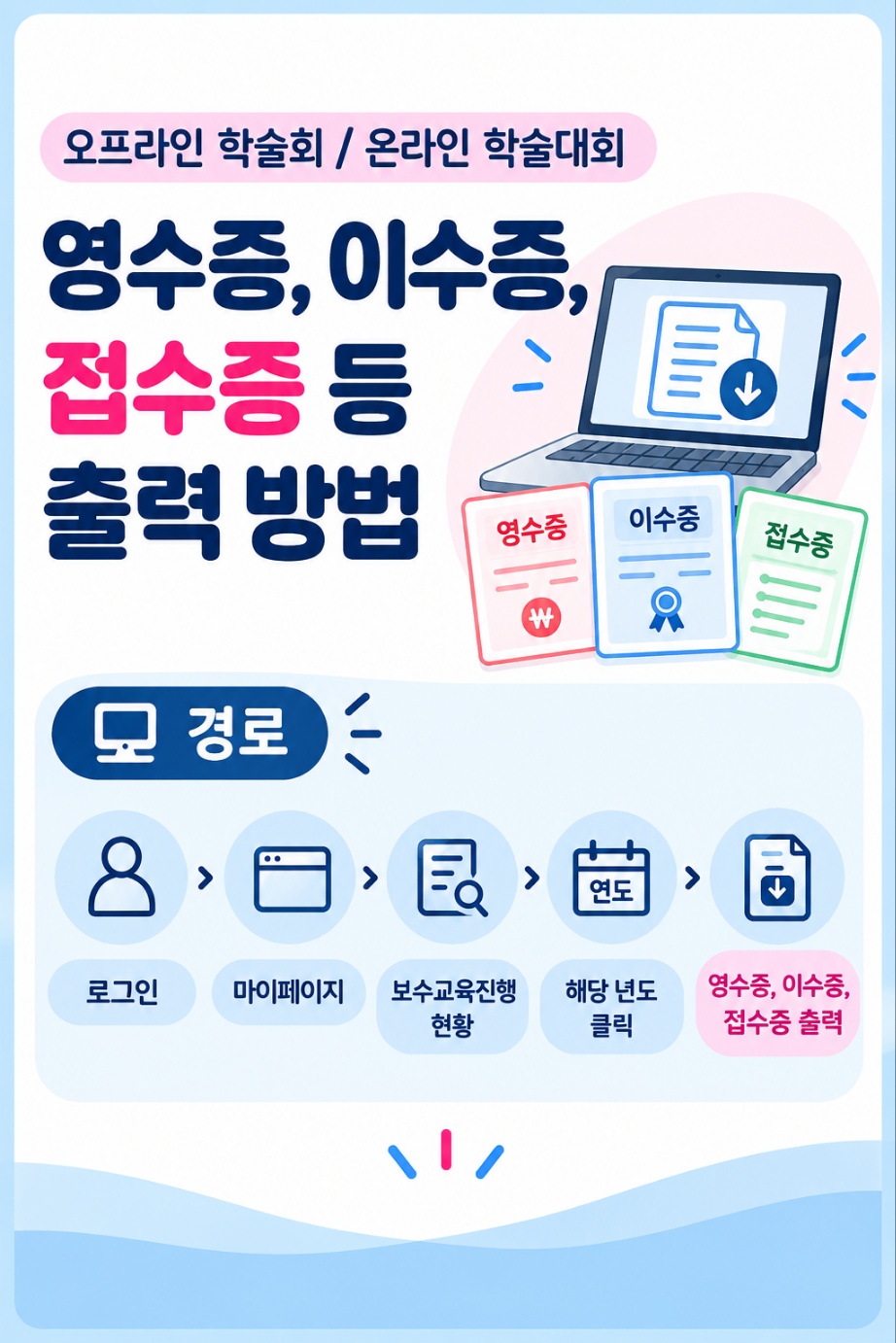 이수증, 영수증, 접수증 팝업